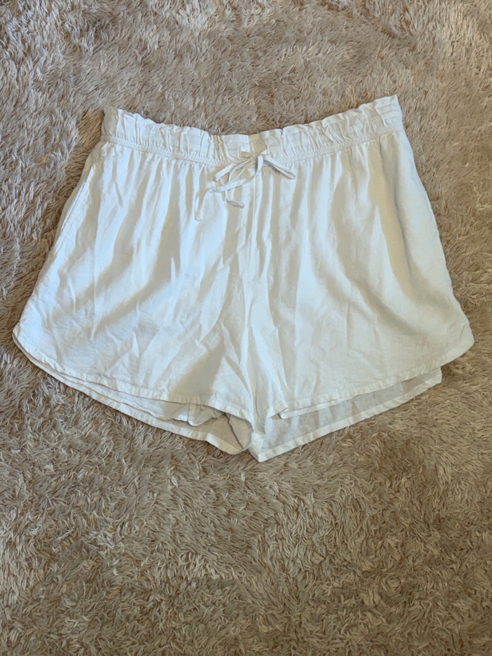 Z Supply White Linen-Blend Drawstring Bermuda Shorts